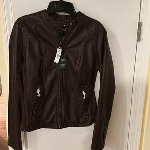 New with tags brown leather womens jacket